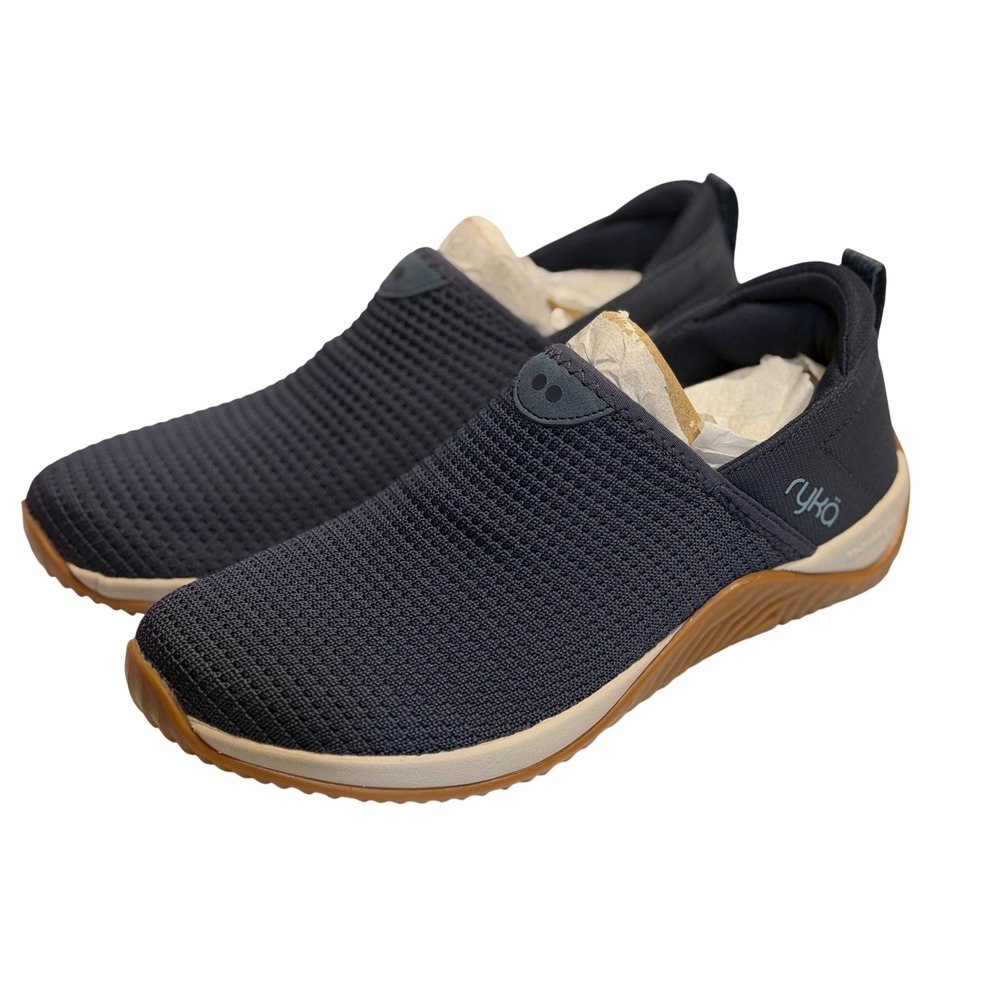 Ryka Trail Slip-Ons Echo Unwind Academy Blue Navy Knit Walking Sneakers Womens 6